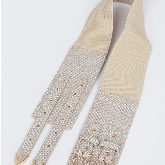 Natural Linen Stretch Corset Waist Statement Belt - Picture 5 of 6